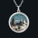San Diego Sea Lions Silver Plated Necklace<br><div class="desc">There are many spots along the California coast where you can watch sea lions sunning on the rocks. Here's a big group of sea lions found near San Diego.  Also featured as the widescreen wallpaper "San Diego Sea Lions" from www.mlewallpapers.com.</div>