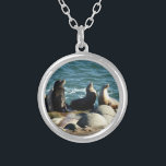 San Diego Sea Lions Silver Plated Necklace<br><div class="desc">There are many spots along the California coast where you can watch sea lions sunning on the rocks. Here's a big group of sea lions found near San Diego.  Also featured as the widescreen wallpaper "San Diego Sea Lions" from www.mlewallpapers.com.</div>