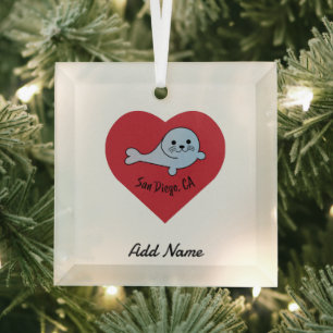 San Diego Seal Glass Ornament