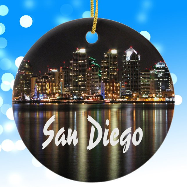 San Diego Skyline at night Ceramic Ornament (Creator Uploaded)