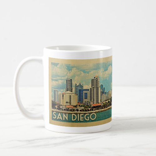 San Diego Skyline California Vintage Travel Coffee Mug