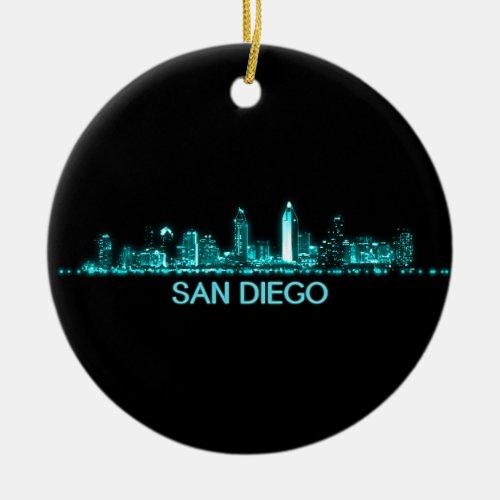 San Diego Skyline Ceramic Ornament