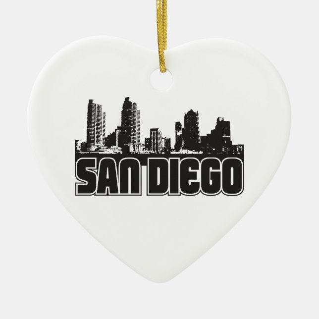 San Diego Skyline Ceramic Ornament (Front)