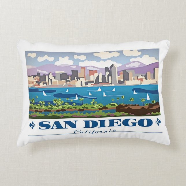 San Diego Skyline Decorative Pillow (Front)