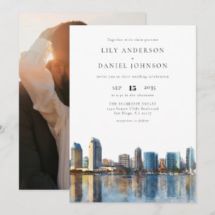 San Diego Skyline Destination Photo Wedding Invitation