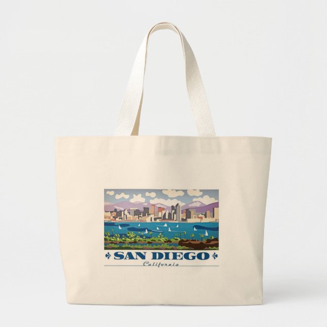 San Diego Skyline Large Tote Bag (Front)