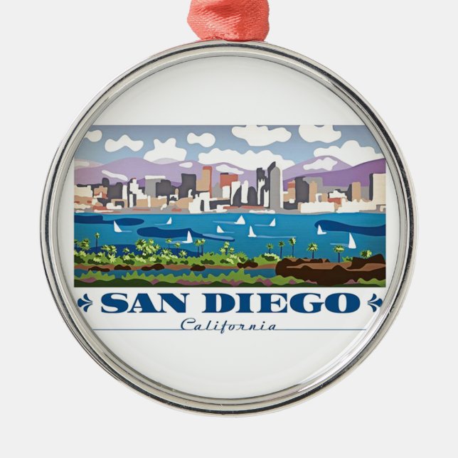 San Diego Skyline Metal Ornament (Front)