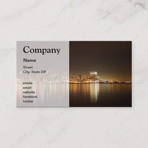 San Diego Skyline Night Business Cards