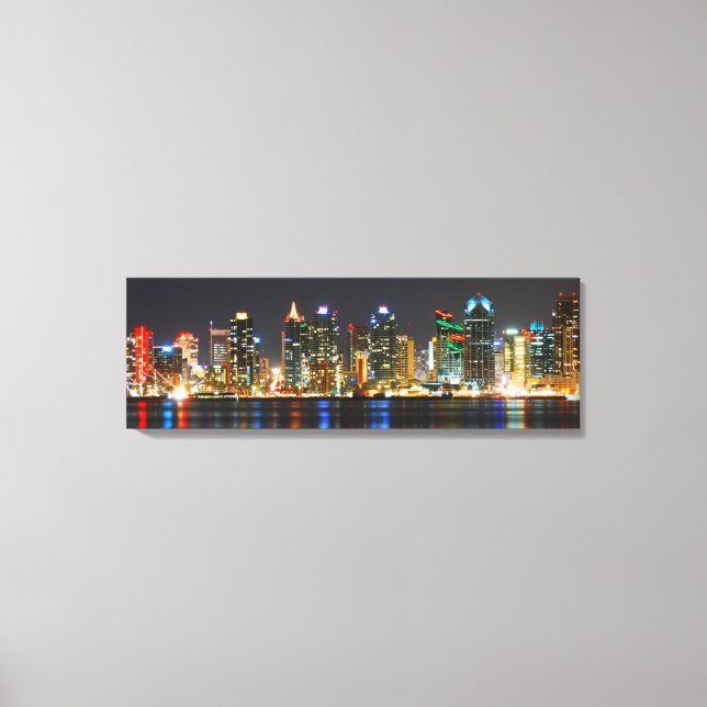 San Diego Skyline @ Night - California Canvas Print (Front)