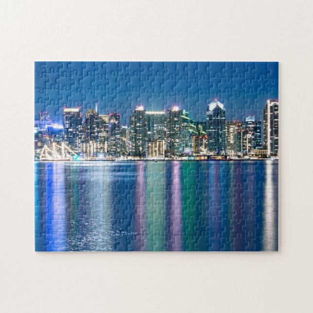 San Diego Skyline Night Jigsaw Puzzle (Horizontal)