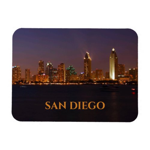 San Diego Skyline Night Lights from San Diego Bay Magnet