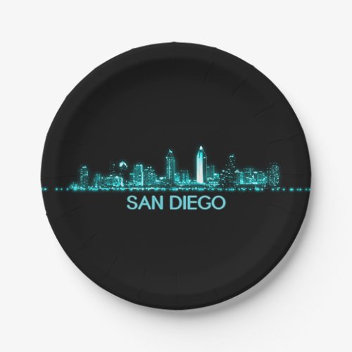 San Diego Skyline Paper Plates
