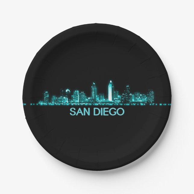 San Diego Skyline Paper Plates (Front)