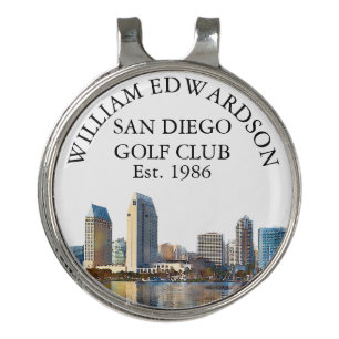 San Diego Skyline Personalized Golf Club Name Hat Clip