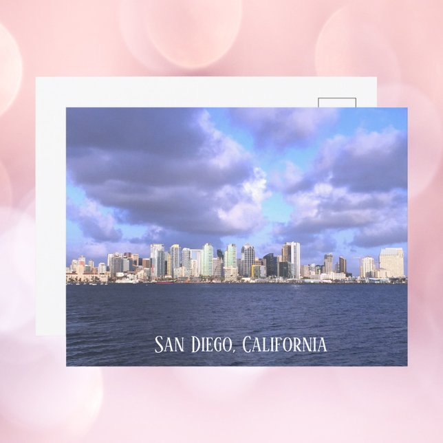 San Diego Skyline Photograph Personalize Postcard (A postcard of San Diego, California with text you can personalize!)