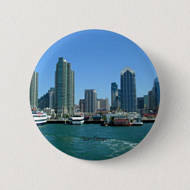 San Diego Skyline Pinback Button (Front)