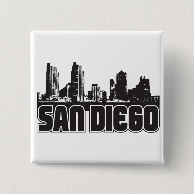 San Diego Skyline Pinback Button (Front)