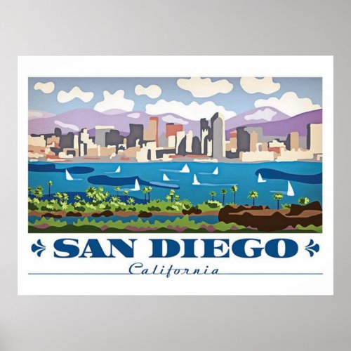 San Diego Skyline  Poster