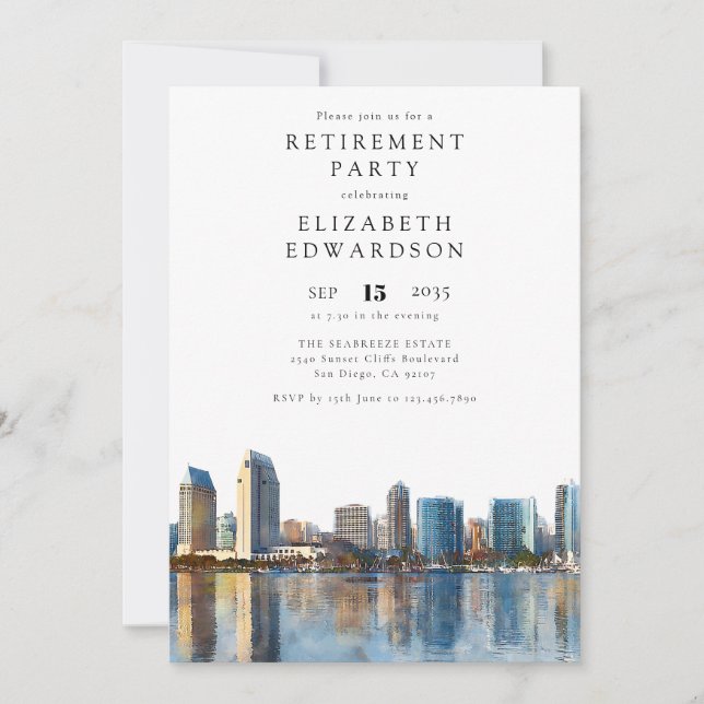 San Diego Skyline Retirement Party Invitation (Front)