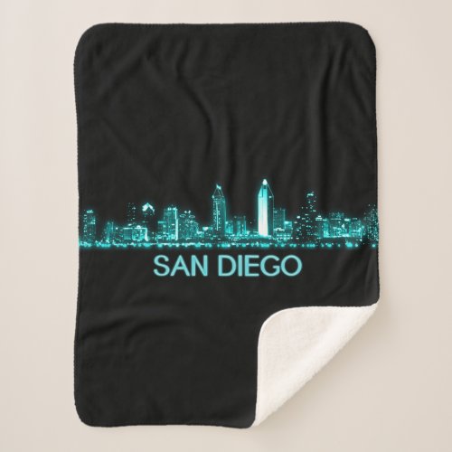 San Diego Skyline Sherpa Blanket