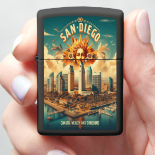 San Diego Skyline & Sun Zippo Lighter
