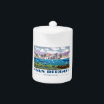 San Diego Skyline Teapot<br><div class="desc">San Diego is a city on the Pacific coast of California known for its beaches, parks and warm climate. Immense Balboa Park is the site of the world-famous San Diego Zoo, as well as numerous art galleries, artist studios, museums and gardens. A deep harbor is home to a large active...</div>