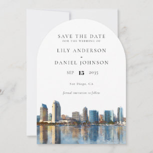 San Diego Skyline Watercolor Photo Wedding Arch Save The Date
