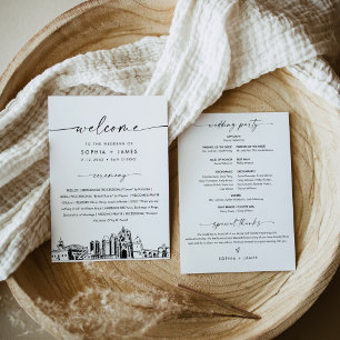 San Diego Skyline Wedding Program 5x7 Flat Card