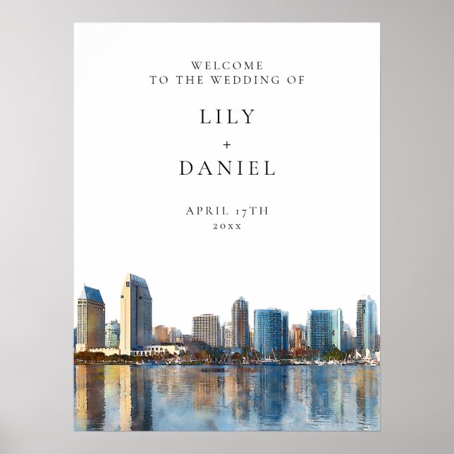 San Diego Skyline Wedding Welcome Sign (Front)