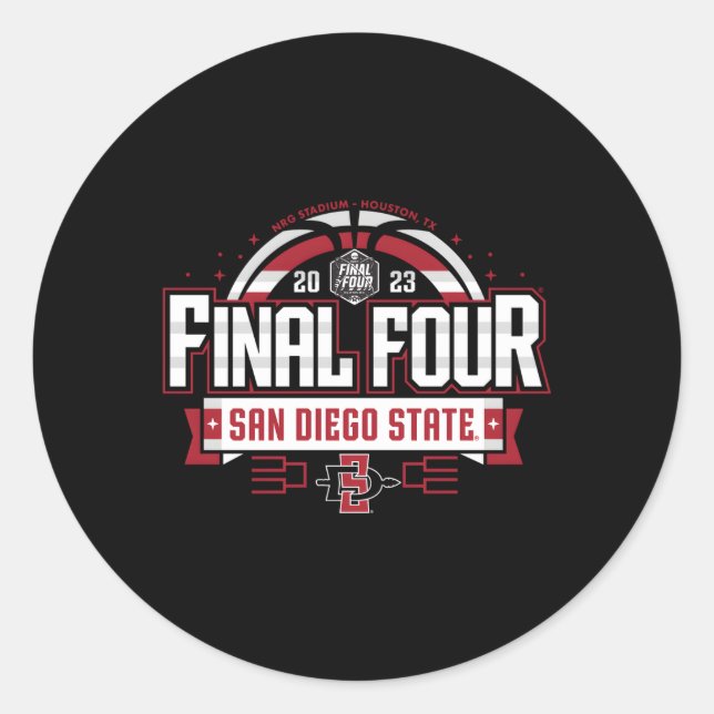 San Diego State Aztecs Final Four 2023 Basketball  Classic Round Sticker (Front)