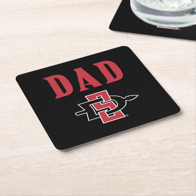 San Diego State Dad Square Paper Coaster (Angled)