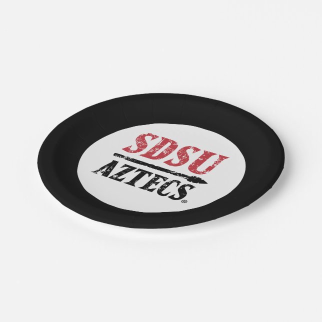 San Diego State Logo and Wordmark Paper Plates (Angled)