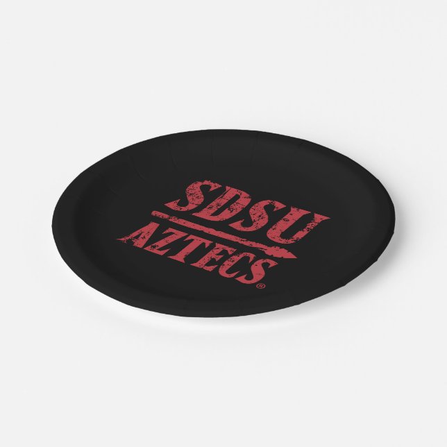 San Diego State Logo and Wordmark Paper Plates (Angled)