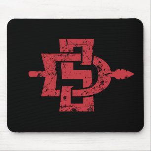 San Diego State Logo Distressed_000000.ai Mouse Pad