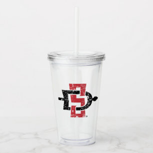 San Diego State Logo Distressed Acrylic Tumbler