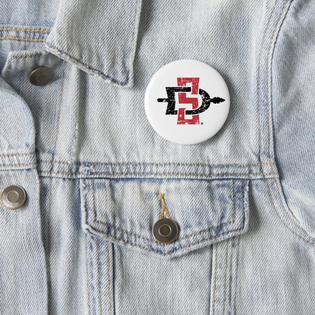 San Diego State Logo Distressed Button (In Situ)