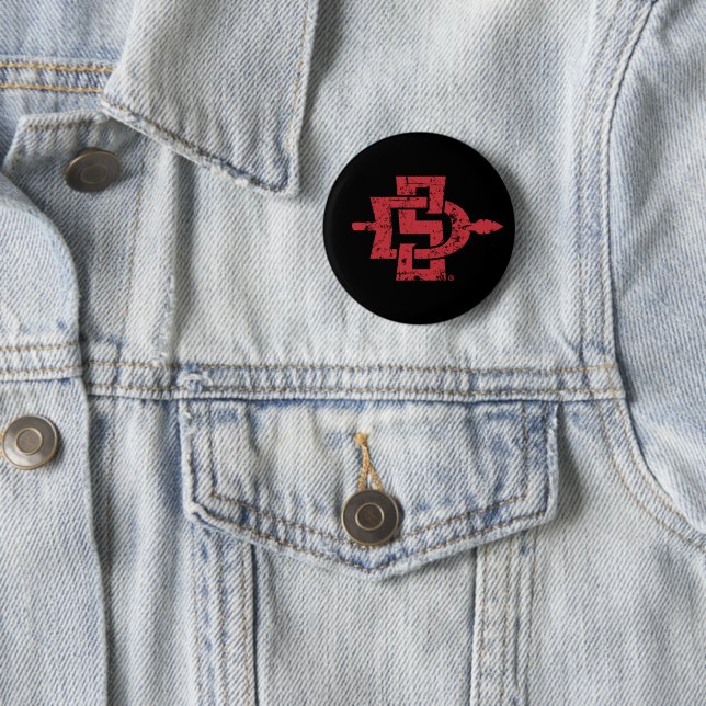 San Diego State Logo Distressed Button (In Situ)