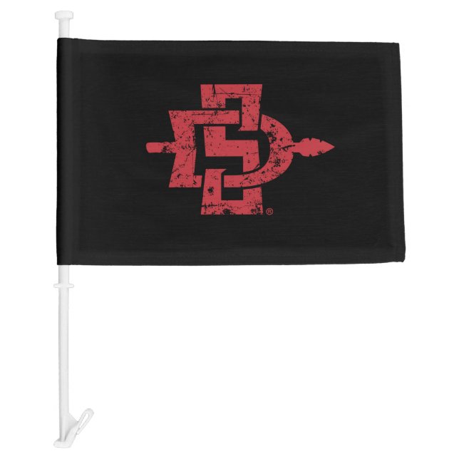 San Diego State Logo Distressed Car Flag (Front)