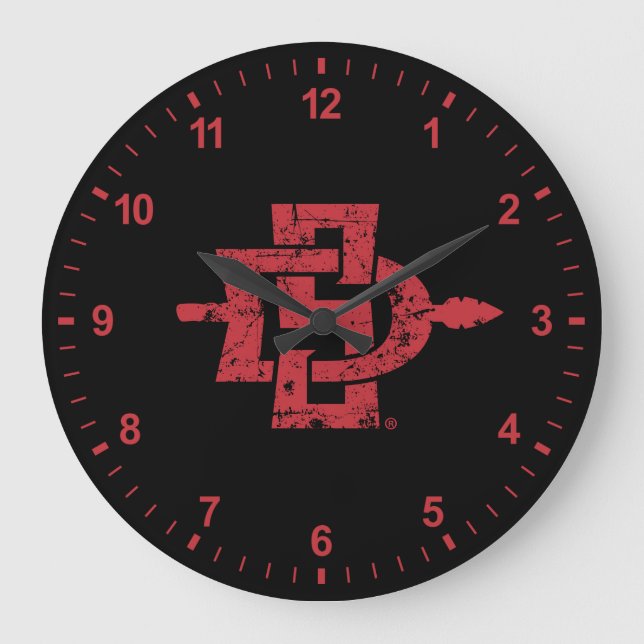 San Diego State Logo Distressed Large Clock (Front)