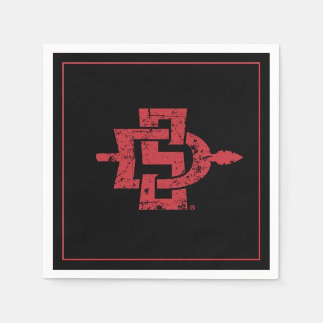 San Diego State Logo Distressed Napkins (Front)