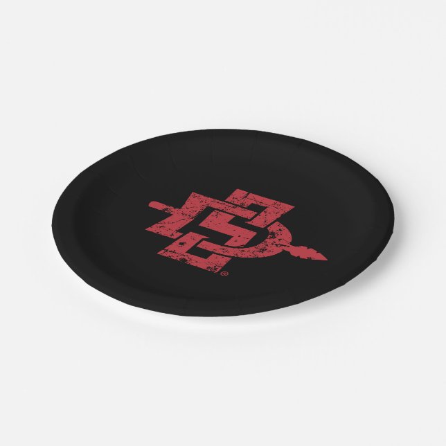 San Diego State Logo Distressed Paper Plates (Angled)