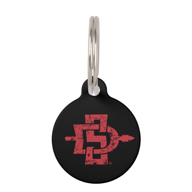 San Diego State Logo Distressed Pet ID Tag (Front)