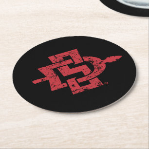San Diego State Logo Distressed Round Paper Coaster