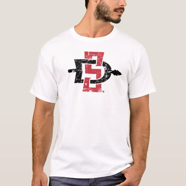 San Diego State Logo Distressed T-Shirt (Front)