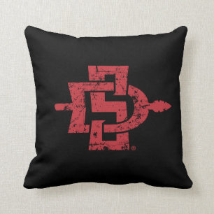 San Diego State Logo Distressed Throw Pillow