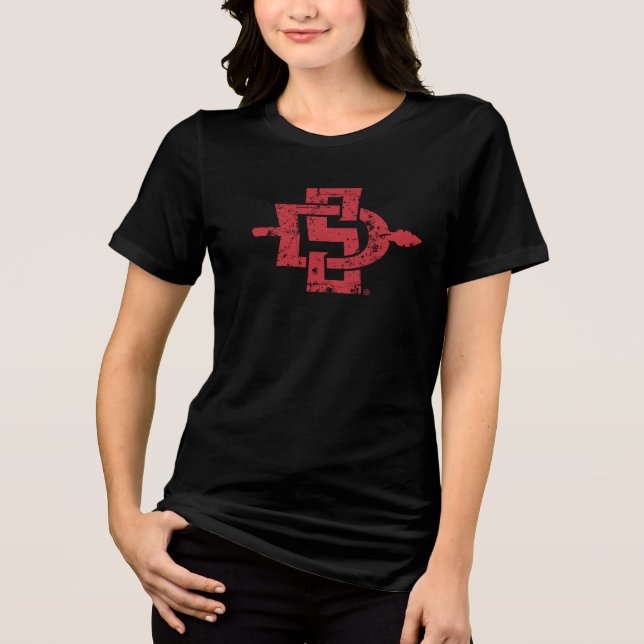 San Diego State Logo Distressed Tri-Blend Shirt (Front)