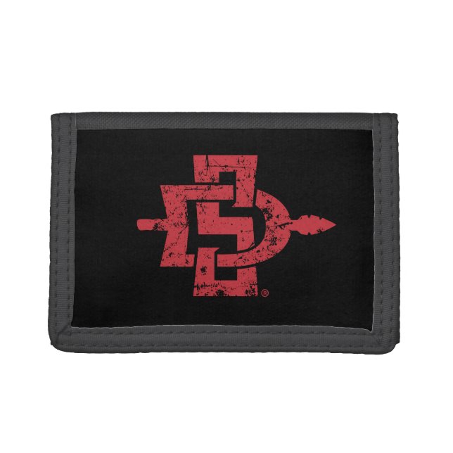 San Diego State Logo Distressed Trifold Wallet (Front)