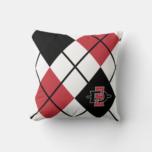 San Diego State University Argyle Pattern Throw Pillow