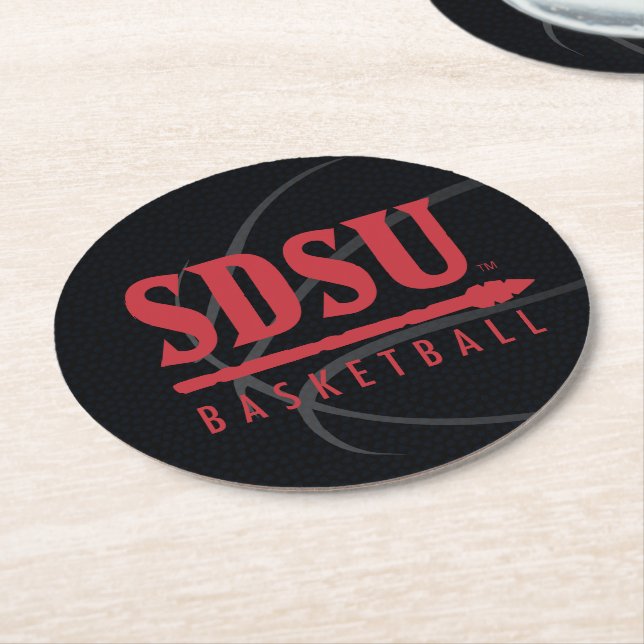 San Diego State University Basketball Round Paper Coaster (Angled)