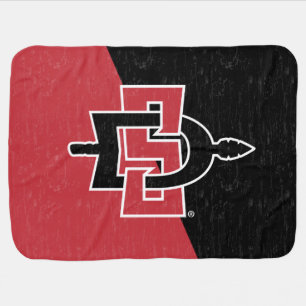 San Diego State University Color Block Distressed Baby Blanket